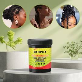 Mateplex Gel & Gele für lockiges Haar – langer Halt, ohne Rückstände oder Klebeeffekt (454 g) – ideal für krauses Haar, Flechten, Verdrehen und glatte Kanten
