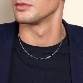 Silver Chain for Men Sterling Silver Cuban Link Chain for Men Mens Curb Chain Necklace Real 925 Sterling Silver Necklace for Women Silver Necklace Chain 3mm Cuban Chain