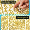 YINBEI 8 Sheets Gold Letter Number Stickers,1 Inch Glitter Vinyl