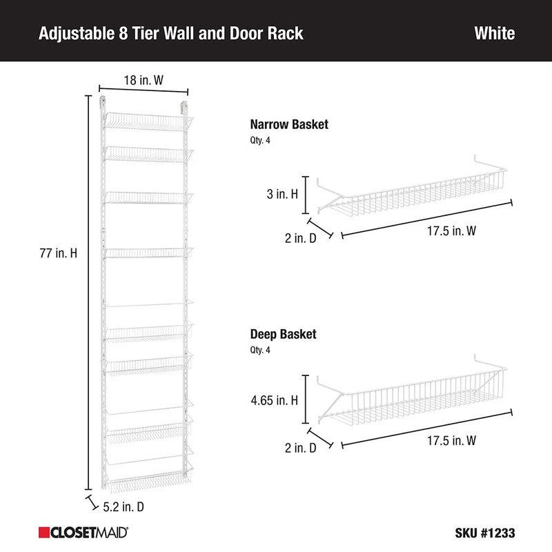 ClosetMaid Adjustable Organizer Rack with Baskets Wall or Over Door