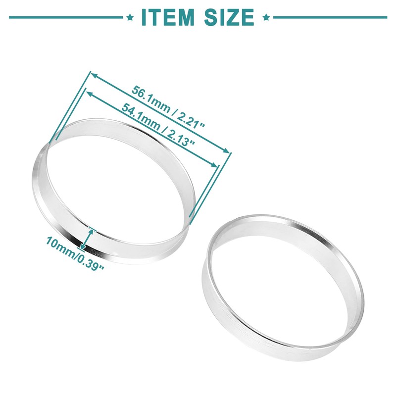 ACROPIX 56.1-54.1mm Silver Tone Hub Centering Ring 4pcs