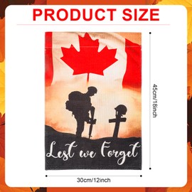 Lest We Forget Flags, 18x12in Canada Remembrance Day Banner Maple Leaf Flag Remembrance Day Decorations Lest We Forget Yard Flags for Outdoor Decorations