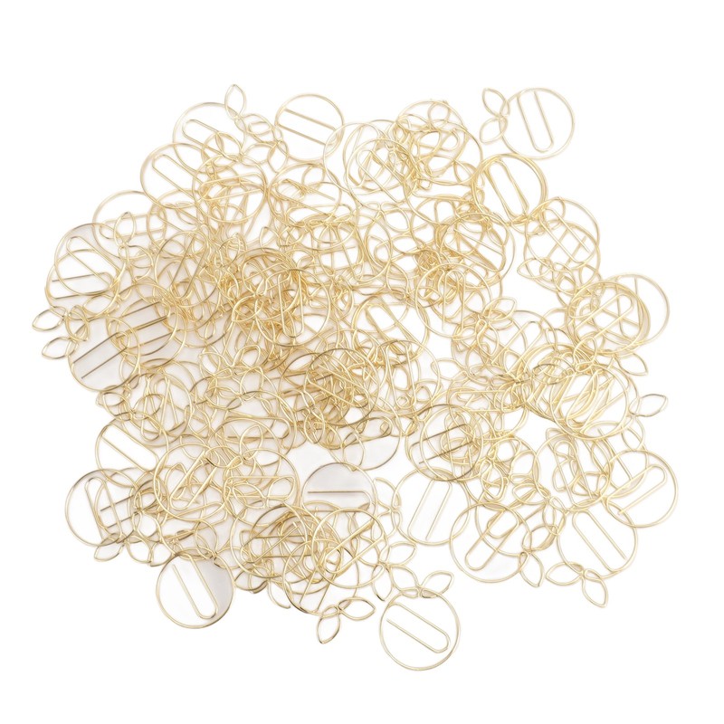 100Pcs Gold Paper Clips Cute Shape Stainless Steel Multifunction Metal
