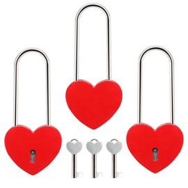 3 PCS Heart Lock Love Lock for Bridge Padlock with Keys for Lovers Valentines Day Gift Decorations Small Cute Red Heart Shaped Locks for Diary Book Jewelry Box Locker Suitcase Luggage