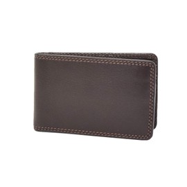 Soft Real Leather Credit Card Holder Oyster Bus Pass ID Bifold Slim Wallet AV5 (Brown)