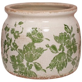 Tuscan Ceramic Indoor Plant Pot, Rustic Farmhouse Vase for Home Decor