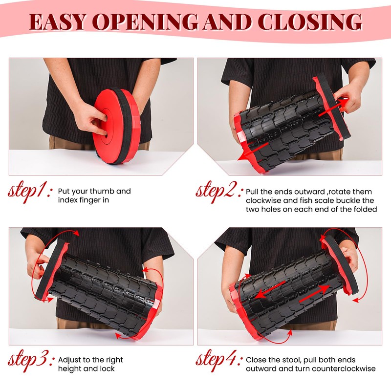 FXKS 2 Pack Portable Telescoping Stools Collapsible Stool with Cushion,Retractable