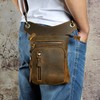 Le'aokuu Mens Genuine Leather Outdoor Sporting Hicking Waist Hip Pack