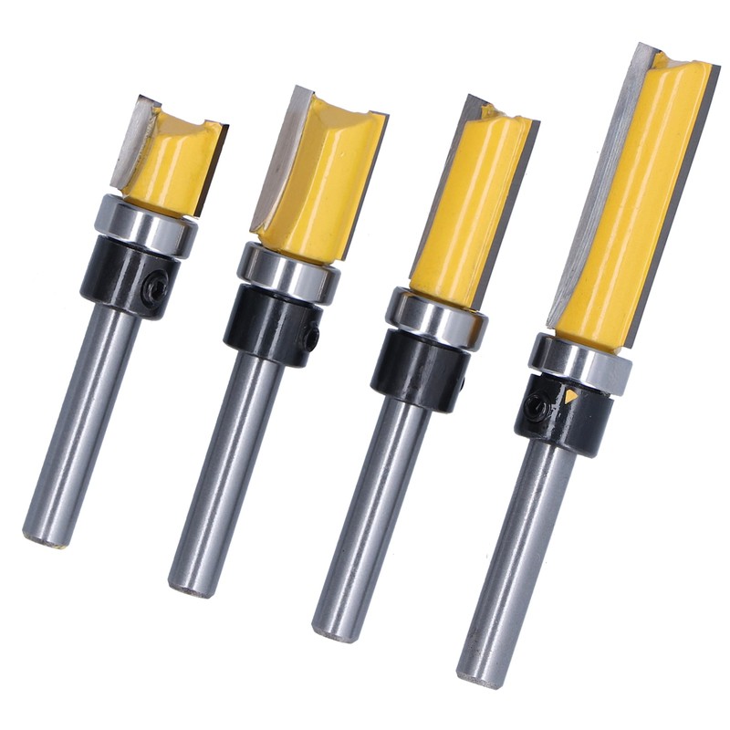 4Pcs Trim Hinge Router Bit Round Silver Yellow 1/4in Shank