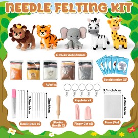 WATINC Wild Animal Needle Felting Kit - Set of 5 Different Zoo Animal Doll Making Wool Felt Needle Felting Tools Foam Pad Mat,DIY Home Decoration Needle Felting Craft Party Supplies for Beginners | WATINC