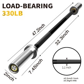POWER GUIDANCE Chrome Olympic Barbell Bar, Weight Bar for lifting, Hip Thrusts, Universal Strength Training Bars ​22lb 4ft/47 inch (Straight)