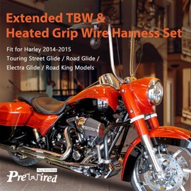 Prewired 22" 2014-2015 Touring Throttle by Wire and Heated Grip Wires Extension Harness (TBW) for Harley 2014-2015 Street Glide Road Glide Electra Glide Road King Ape Hanger Handlebars