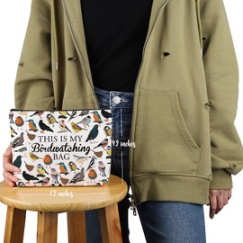 PYOUL Bird Lover Gift This Is My Birdwatching Bag Makeup Bag Bird Watcher Cosmetic Bag Who Loves Birds Gift Bird Nerd Merch (Birdwatching Bag)