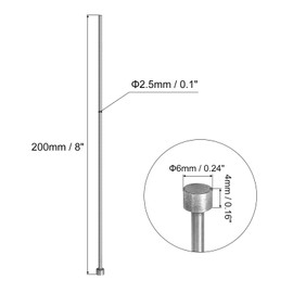 QUARKZMAN 2 Pieces Straight Ejector Pins, 3/32" Diameter, 65Mn Steel, Round Tip, 200mm (8") Long for Mechanical Maintenance