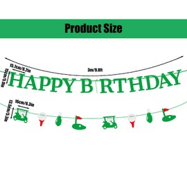 BOXOB 2pcs Golf Happy Birthday Banner, Pre-Strung Glitter Golf Ball & Club Cutouts Birthday Banner Sport Themed Party Decorations for Kids Adults