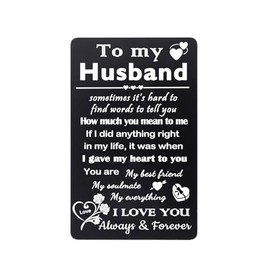 Husband Wallet Card Valentines Day Gifts for Him I Love You Gifts for Husband Gifts from Wife Husband Metal Card Wedding Anniversary Insert Card Gifts for Husband Birthday Gifts Husband Present
