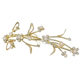 SAMKY Crystal Pearl Flower Tiara Bridal Hair Comb - Gold Plated T261