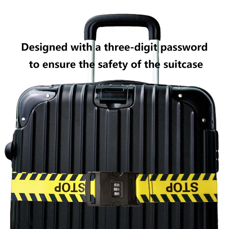 Luggage Strap with Combination Lock, Adjustable Non-Slip Luggage Strap, Long