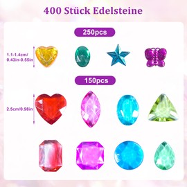 Prebarfun Pack of 400 Acrylic Gemstones for Children, Diamonds Children 25 mm, Diamonds Colourful Crystals Children, Glitter Stones Large, Gemstones Children, Crystal Diamonds for Vases, Table