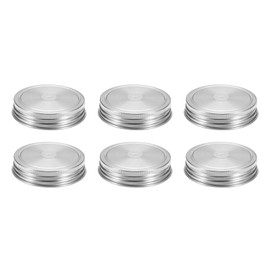 sourcing map 6 Pcs Regular Mouth Mason Jar Lids with Straw Hole, 70mm Mason Canning Lids Mason Jar Caps for Canning Jars Silver
