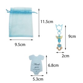 DUGYIRS 20 Sets Christening Party Favours, Includes Keyring Organza Bag and Thank You Tags for Boys Girls Baby Shower Birthday Party Accessories Baby Shower Decoration (Blue)