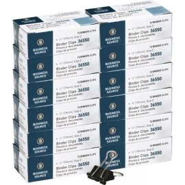 Business Source Binder Clips, Small (36550BX) 12 boxes of 12 (144 clips)