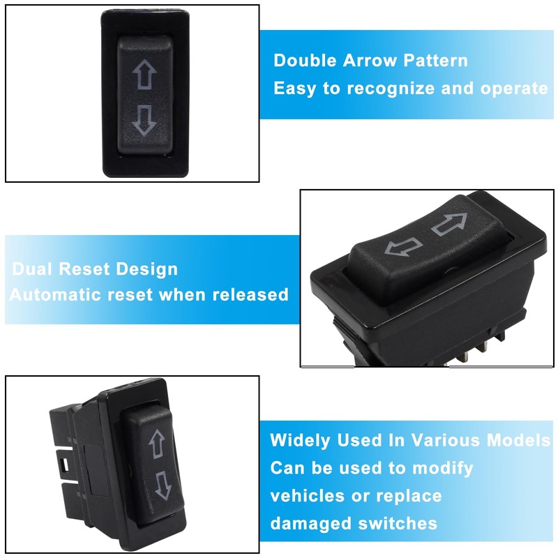 Coufce 2Pcs 5 Pin Car Power Window Switch, Double Arrow