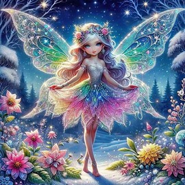 Axquilon Diamond Art Kits for Adults-Round Full Drill 5D Fairy Diamond Painting Kits for Adults Beginners Paint by Diamonds Pictures Girls Gem Art Painting Kits DIY Crafts Kits 14x14inch