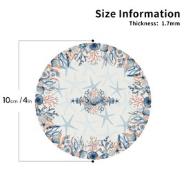 Coastal Ocean Starfish Nautical Beach 6 Pcs Drink Coasters - Leather Coasters Set - Resistant Round Coaster Non-Slip Table Mat - Kitchen Bar Home Decor Housewarming Gift