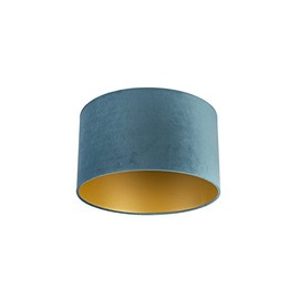 QAZQA Cotton Velour Lampshade Blue 35I35I20 with Gold I Brass Inner