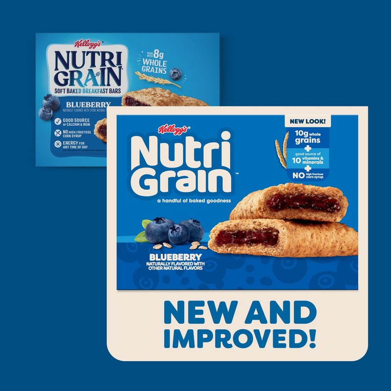 Nutri-Grain Soft Baked Breakfast Bars, Kids Snacks, Whole Grain, Blueberry