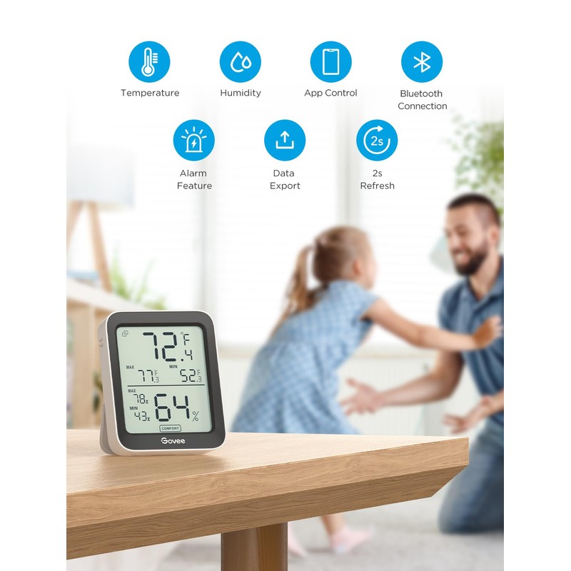 Govee Hygrometer Thermometer, Bluetooth Indoor Room Temperature Monitor Greenhouse Thermometer