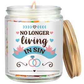 Goiicoln Wedding Gifts for Newlyweds, Funny Engagement Gifts, Gift for Bride Groom to Be, Funny Engaged Gift for Him Her, Bachelorette Party Decoration, Scented Candle, No Longer Living in Sin
