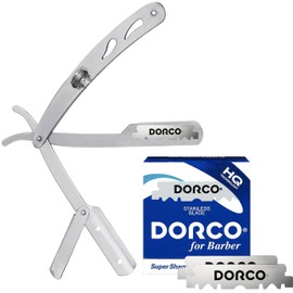 The Shave Factory Straight Edge Razor Kit (Matte / 100 Dorco Single Edge Razor Blades Blue)