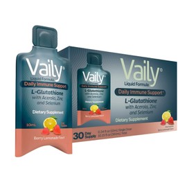 Vaily Immune Support Supplement for Adults - Liquid Glutathione Supplement 860 mg w/Acerola Vitamin C Zinc & Selenium - High Potency Antioxidant, Skin Health, Detox Every Day - 30 Single-dose Vials