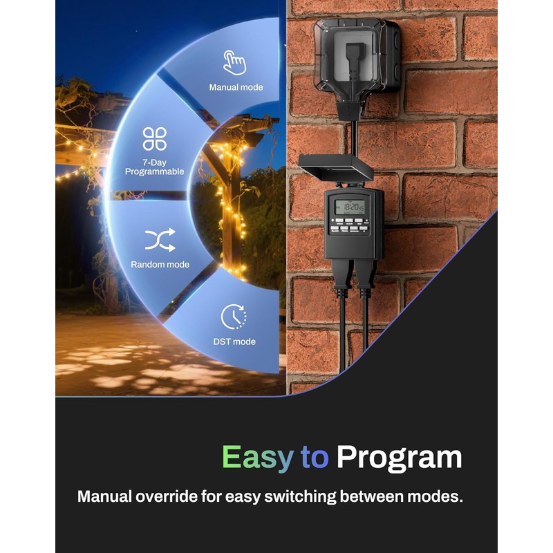 BN-LINK 7 Day Outdoor Heavy Duty Digital Programmable Timer, Outdoor
