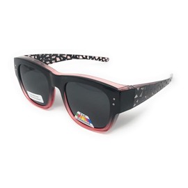MyUV High Definition Polarized Wrap Around Shield Fit Over Sunglasses (Crystal Black/Light Burgundy, 70)