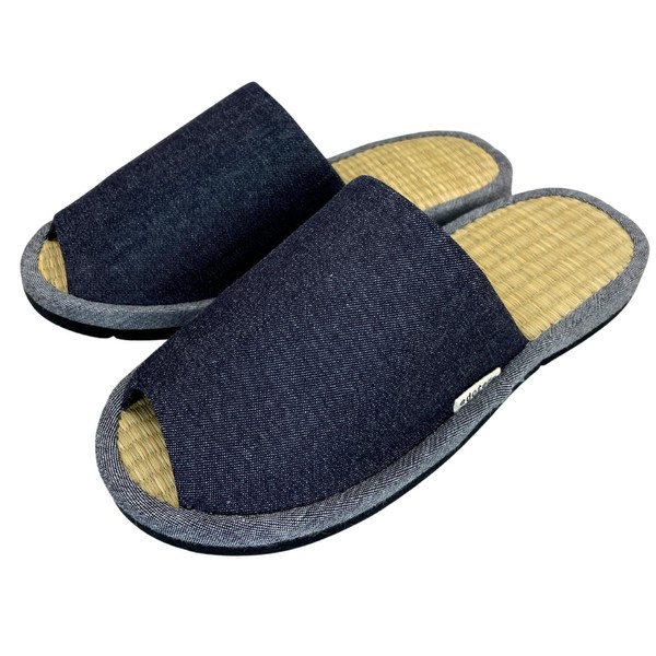Edo-Ten Slippers, Indoor Shoes, Made in Japan, Okayama Denim, Open Front, Room Shoes, For Guests, For Home Use, Men's, Women's, denim navy blue