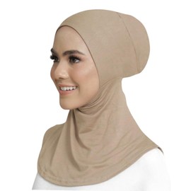 Mu Lan Prime Under Scarf | Handmade Anti-Slip Non-Slip Hijab Shaper Volumizer | Cotton Full Neck Cover | All-in-One (Deep Beige)