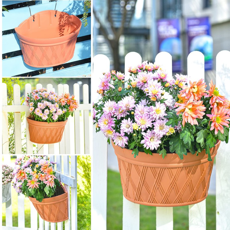 Sungmor Wall Hanging Planters,11.5 Inch Hanging Flower Pots for Railing