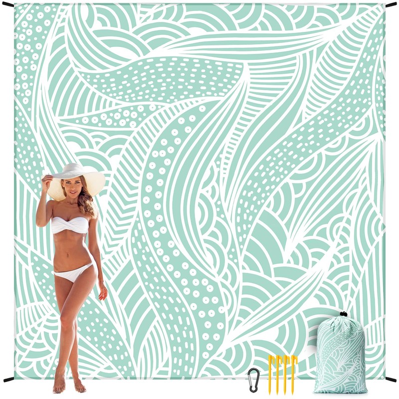 WIWIGO Beach Blanket Waterproof Sandproof Beach Mat 79" X 83"