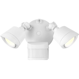 Savoy Lighting Assets 4-FLOOD-MS-A2-3000K-WH Outdoor Flood Light with Motion Sensor Covers 270°, Integrated LED 2-Light 44 Total Watts, 7" H x 8" W, White