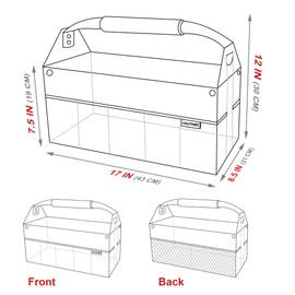 HAUTMEC 16 Inch Tool Bag, Foldable Open Top Tool Tote with Adjustable Shoulder Strap, 16 Pockets, Molded Base & Padded Handle, Portable Electrician Tool Organizer for DIY & Jobsite Use – TB0002