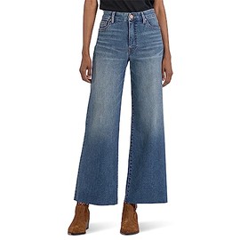 KUT from the Kloth Meg High-Rise Fab Ab Wide Leg Raw Hem in Milestone - Jeans for Women - Raw Hems Milestone 16 One Size