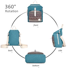 EVEOUT Vintage Unisex Casual Canvas College Shoulder Backpack Women and Men Laptop Backpack for Work School Travel Hiking Camping Daypacks, D-blue, Unique