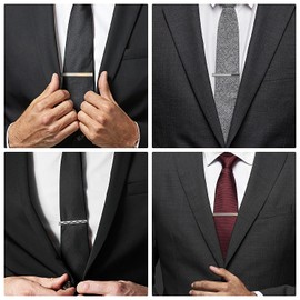 Wynameleri Tie Clips for Men, 8 Pcs Mens Tie Bars Pinch Clip Set Business Shirt Necktie Parts T0308029