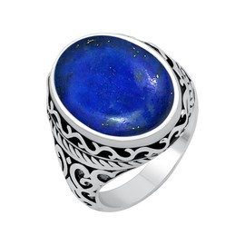 12.45Cts Solitaire Natural Lapis Lazuli 925 Silver Plated Ring Size 5 For Women, Blue Stone September Birthstone Jewelry Gift For Women Mom Wife