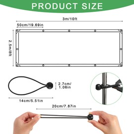 Windyun 2 Pack Heavy Duty Clear Tarps with Reinforced Edge Plastic Tarp Waterproof Plastic Cover Greenhouse Patio with Elastic Rope and Nylon Rope for Garden Furniture (8 x 10 ft)