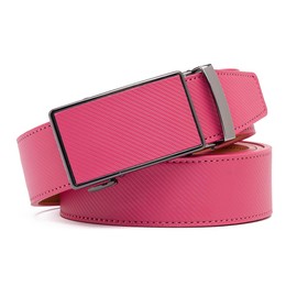 Fabio Valenti Ratchet Belt Dress with 1 3/8" Genuine Leather with Easier Adjustable Buckle, Trim to Fit (2091 Peach Blossom, Adjustable 46”)