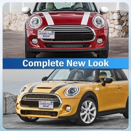 Heavy Duty Front License Plate Frame Compatible with Mini Cooper (F56) 2022-2024, No Drill Tow Hook Mount, Anti-Theft License Plate Holders Bracket, Rust-Proof, Weather & Rattle Proof Car Accessories